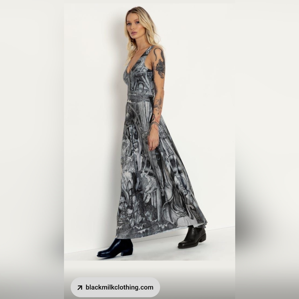 Blackmail Clothing Loss of Faith V Neck Maxi Dress Size M